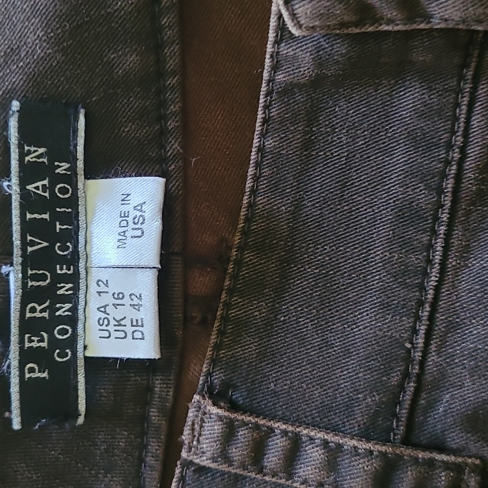 Peruvian Connection Brown Denim Cotton Skirt 12 - Picture 2 of 4